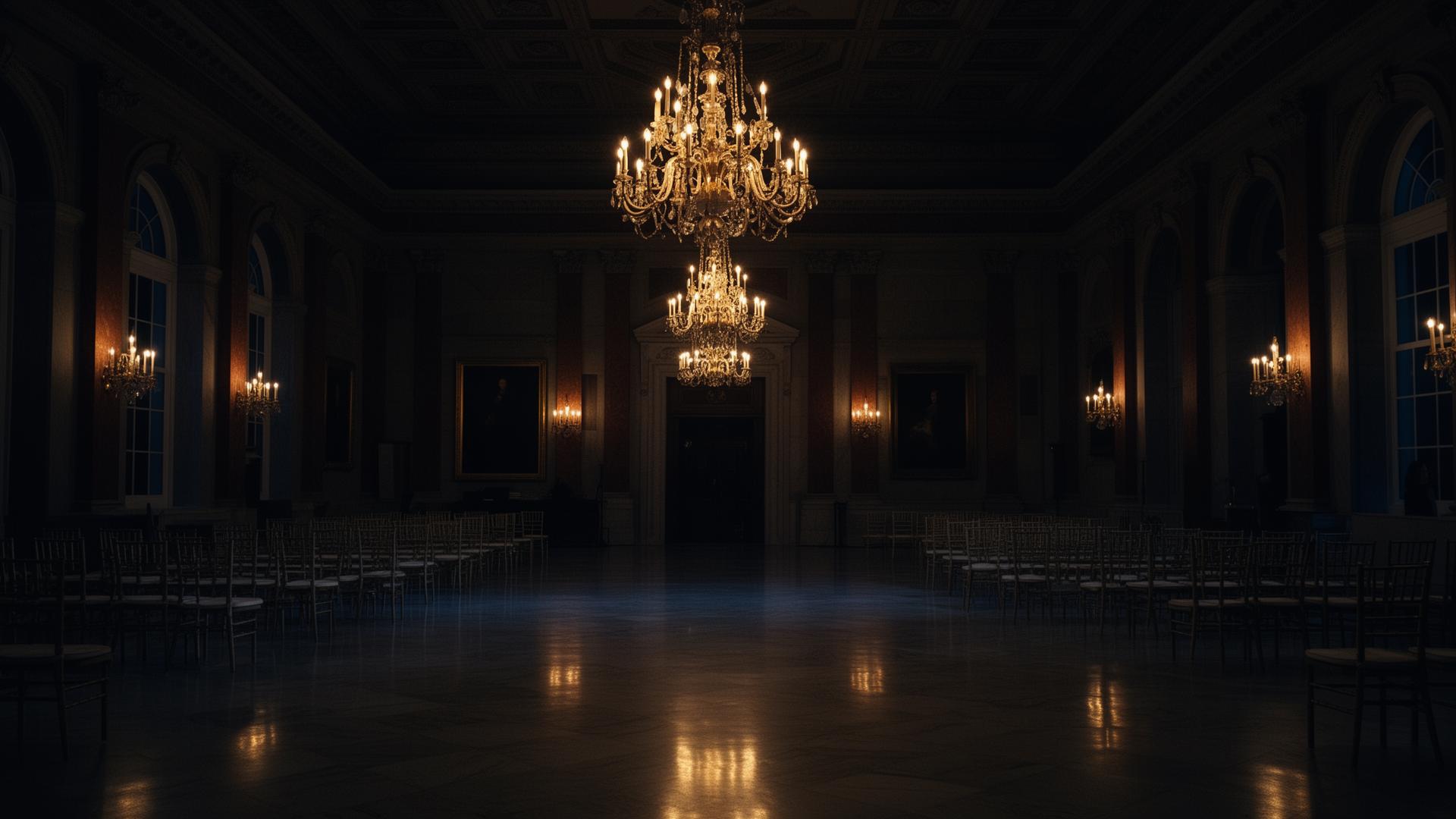 Cinematic luxury diplomatic hall